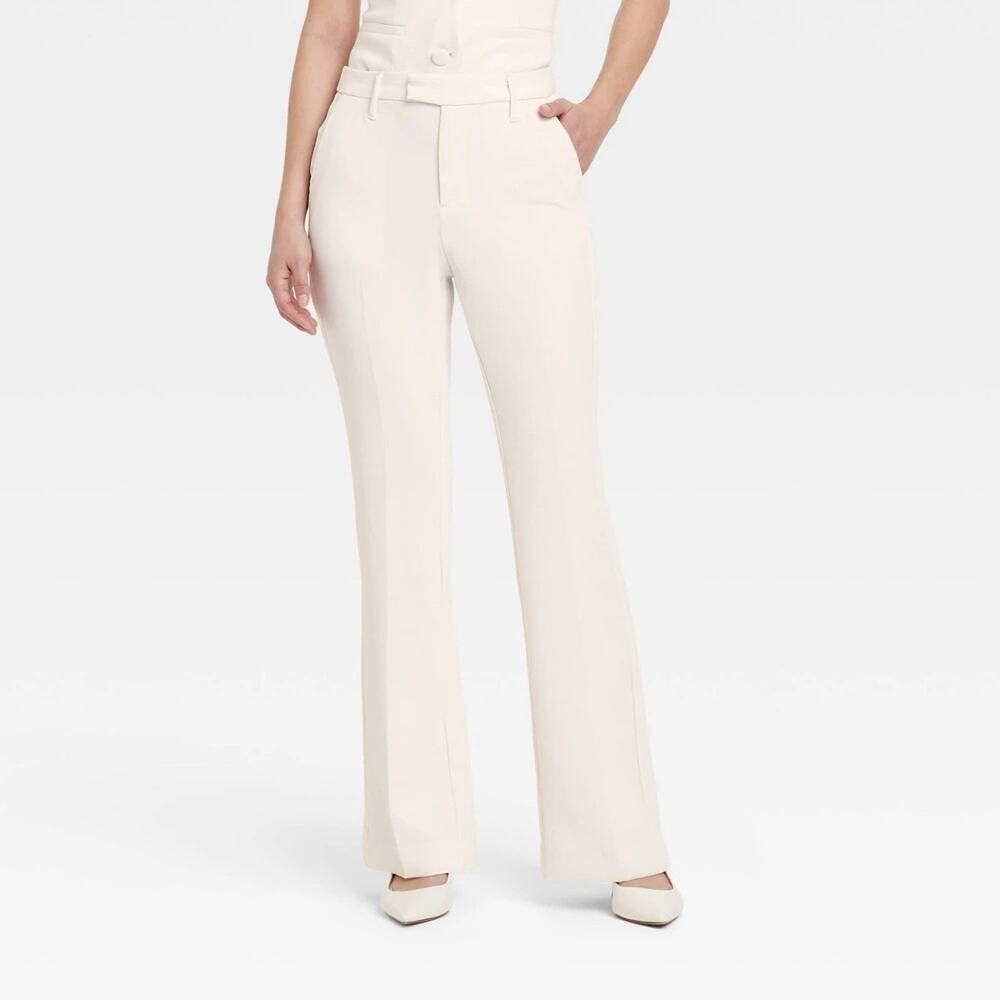 NWT a New Day™ Women's Signature Crepe Flare Trouser - Cream Size 14